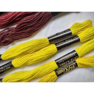 Loops and Thread/ JP Coats Yellow and Burgundy Embroidery Floss Cross Stitch Thr